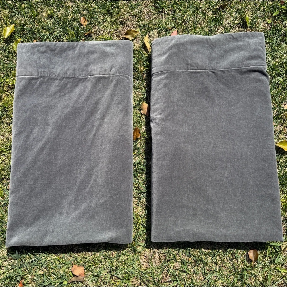 West Elm Unlined Velvet 2-Piece Curtain Set Charcoal Gray 100% Cotton 48x84 GUC